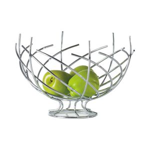 Cesta de Frutas de Metal con Diseño Único, Cesta para Almacenar Frutas, Gancho Pequeño, Acabado Plateado, para Proveedores de Cocina - Product Image 1