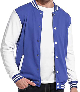 Men's <b>Red</b> Varsity Jacket With White Sleeves Turn-down Collar Button Closure Casual Autumn Wear - Product Image 3