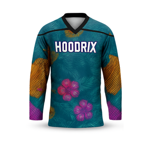 เสื้อฮอกกี้น้ำแข็ง OEM ODM พิมพ์ลายแบบ Sublimation พร้อมผ้าตาข่ายสองชั้นที่ทนทาน ตัวอักษรเย็บแบบ Tackle Twill - Product Image 3