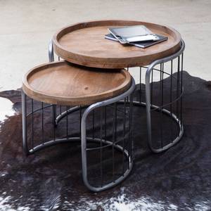 Mesa de centro industrial apilable Vandana Aston Stellar en metal gris - Product Image 1