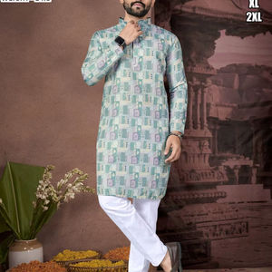 Conjunto de Kurta Tradicional de Algodón para Hombre de la Marca Royal Mint, Largo hasta el Suelo, para Fiestas, con Función de Secado Rápido - Product Image 1
