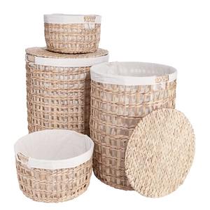 Panier en jacinthe d'eau tressé à la main avec doublure en tissu, panier de rangement artisanal, vente en gros, écologique, fabriqué au Vietnam - Product Image 3