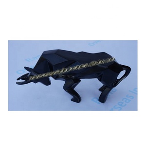 อลูมิเนียม Bull สีดําประติมากรรมตกแต่งรูปปั้นสัตว์โลหะสําหรับห้องนอนโรงแรมโต๊ะสํานักงาน Centerpieces - Product Image 4