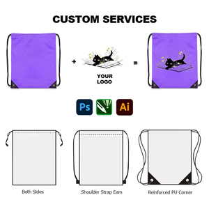 <b>Backpack</b> 13.3 x 16.5 Inch Polyester Gym Bag with Adjustable Straps and PU Reinforced Corners - Product Image 4