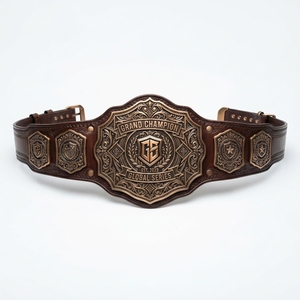 Custom Championship <b>Belt</b> Personalized Sports Award Trophy <b>Belt</b> Metal Plate Leather Strap Tournament Winner Custom Design - Product Image 3