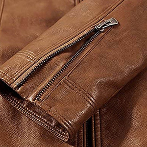 Chaquetas de cuero de invierno fabricadas en fábrica por un fabricante profesional, en oferta, con cuello alto, de piel de vaca y lona, diseño ODM para hombre. - Product Image 4