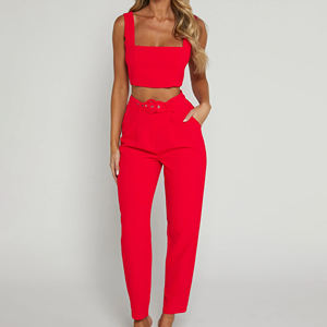 New Womens Workout Sets 2 Piece Gym Yoga Straight-leg Flare <b>Leggings</b> Sleeveless <b>Crop</b> Tank Top Solid Fleece - Product Image 6