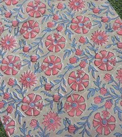 Tissu en coton tricoté imprimé floral, rose corail, bleu, feuilles, matière de couture, doux, léger, écologique, respirant, pour enfants et femmes