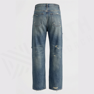 Jean en denim déchiré coupe slim taille mi-haute pour homme – Pantalon décontracté en coton à séchage rapide – Printemps, été, automne, hiver - Product Image 2