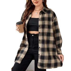 Blusa Vintage de Estilo Dulce para Mujer, Camisa Casual de Manga Larga con Estampado a Cuadros, Cuello Camisero de Algodón Suave, OEM Disponible - Product Image 3