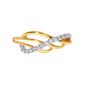 Bague en diamant superposé lustré en or jaune 18 carats, bague en diamant entrelacé, diamant taille brillant rond, design infini, joaillerie fine - Product Image 2