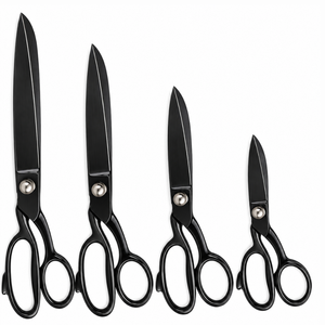 Ciseaux de tailleur multi-usages noirs en acier inoxydable à bord lisse, poignée de qualité DIY, non pliables, pour tissu/couture, outil de coupe - Product Image 5