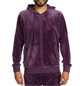 Outdoor Velvet Training Set for Men Hooded Zip Jacket <b>Cuffed</b> Jogger <b>Trousers</b> Warm Sportswear - Product Image 1