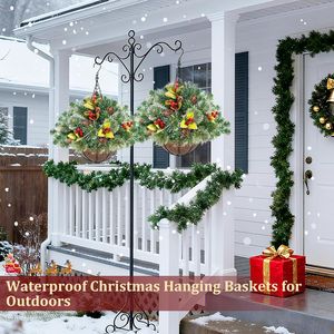 Decorazioni Natalizie a Cesto Sospeso da 20 Pollici, 1 Pezzo con 30 LED Luce Bianca Calda Multicolore, Telecomando, 8 Modalità, Timer - Product Image 2