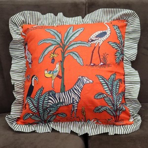 Meilleures Housses de Coussin Bohèmes en Coton Faites à la Main, Luxe, Imprimé Indien au Bloc, Volants, Motifs Floraux, Personnalisables - Product Image 2