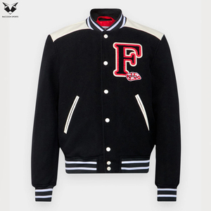 OEM Luxury Real Leather Sleeve Varsity Jacket Men’s Heavyweight Wool Baseball Jacket Custom Chenille Patch Letterman Coat - Product Image 3