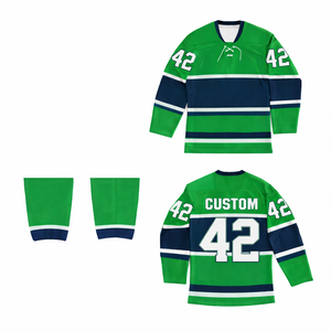 Sportswear print Custom <b>light</b> green polyester mesh Ice Hockey Jersey Personalized Team name number Breathable Fabric Sportswear - Product Image 1