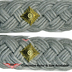 KEW Customizable Grey German <b>Braided</b> With Luxury Metal Star Shoulder Board Embroidered Epaulettes <b>Accessory</b> - Product Image 2
