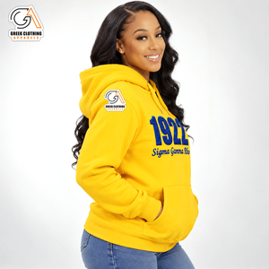 Women's 100% Cotton Solid <b>Yellow</b> <b>Hoodie</b> 1922 Front Sorority Sigma Gamma Rho Embroidery Autumn Winter Personalized Quick Dry - Product Image 3
