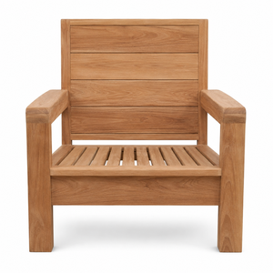 Chaise de jardin en teck massif de style européen - Utilisation sur balcon et terrasse, imperméable et durable - Product Image 1