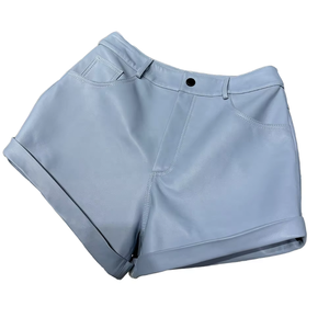 Shorts en cuir marron streetwear été 2026 pour femme en cuir de mouton véritable - Product Image 3