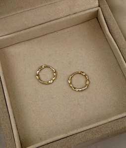 Textured Wave <b>Hoop</b> <b>Earrings</b> Modern Minimalist Delicate Plain Everyday Wear Luxury Latch Back Women 14K <b>Solid</b> Gold Gift Christian - Product Image 5