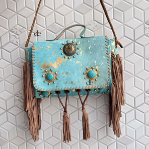 Sacs à main en cuir de fourrure de vachette sac à provisions sacs décontractés cheveux de fourrure métallique sur sac à main en cuir caché bohème femmes utilisation sac à main - Product Image 1