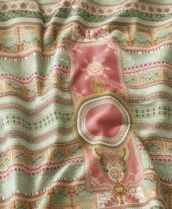 Majestic Horizon Natural Silk Crepe Sultana Pastel Matte Al-Anoud Floral Impressionist Breathable V-neck Apparel Dress Fabric - Product Image 5