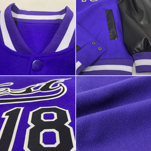 Custom <b>White</b> Purple Black Premium Poly Wool Heavyweight Winter Waterproof Windproof Breathable Varsity Letterman OEM Service - Product Image 3