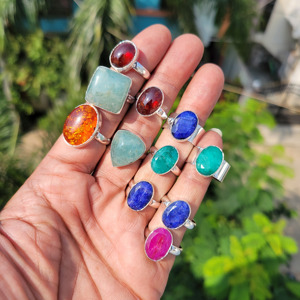 Top Grade Green Emerald <b>Ring</b> Oval Faceted Hathipada Stone German Silver <b>Rings</b> Best Selling Jewelry From Bulk Manufacturer - Product Image 6