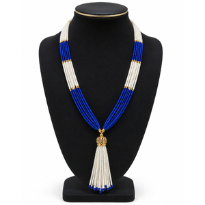 Collier ras du cou élégant à pampilles de perles multirangs avec fermoir en S, chaîne réglable, plaqué or et émail, idéal pour mariage - Product Image 3