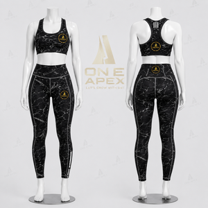 Ensemble de yoga pour femmes en marbre noir, leggings taille haute, soutien-gorge de sport dos nageur, ensemble de vêtements de sport fitness - Product Image 4