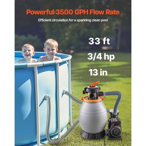 Sistema di Filtrazione a Sabbia per Piscina Krystal Clear a 6 Vie, 3/4 HP, 13 Pollici, 3500 GPH per Piscine Interrate - Product Image 2