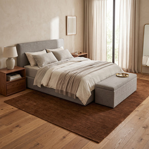 Tapis en laine brun rouille à texture mélangée, antidérapant, écologique, tufté à la main, pour salon et intérieurs d'hôtel - Product Image 3