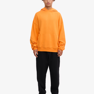 Sudadera con Capucha Naranja Extra Grande para Hombre, 100% Algodón, Felpa Francesa, Estilo Casual, Color Sólido, Diseño con Bolsillo, Ropa de Otoño - Product Image 4