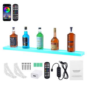 Espositore per Whisky a 1 Livello da 40 Pollici, Montato a Parete, Illuminato a LED, Scaffale Commerciale Illuminato per Bar Domestico - Product Image 1