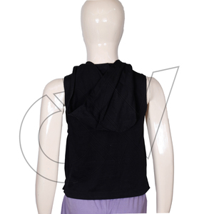 CAREWEAR SPORTS Camiseta sin mangas con capucha para mujer, negra, con cordones blancos en la parte delantera, informal, para verano, transpirable, antiarrugas, de punto - Product Image 2