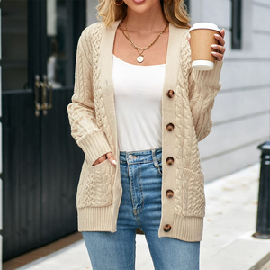 Fashion Women Autumn <b>Cardigan</b> <b>Sweater</b> Long Sleeve V Neck Anti Wrinkle <b>Cardigan</b> Lightweight <b>Sweater</b> With Front Button Closure - Product Image 2