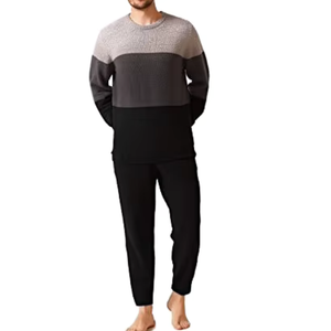 Ensemble de pyjama pour homme à manches longues, en polyester doux, vêtements de détente, OEM ODM - Product Image 1