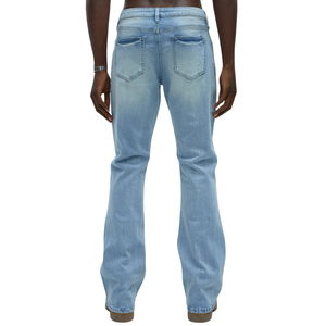 Vaqueros casuales de hombre, de peso medio, transpirables, azul claro, con efecto desgastado, corte bootcut, rotos en la rodilla, cinco bolsillos, estilo Y2K, para invierno - Product Image 2