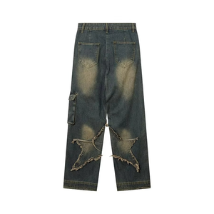 Pantalones de mezclilla baratos estilo streetwear, vaqueros holgados de algodón, pantalones largos rectos para hombre, pantalones anchos lavados para hombre - Product Image 4