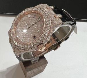 Nouvelle arrivée, montre-bracelet en cuir avec diamants Moissanite VVS originaux, design luxueux en acier inoxydable, bijoux à la mode - Product Image 2