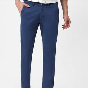 Pantalones Chinos de Moda de Cintura Alta, Calidad Premium, Ajustables, Color Azul Liso, Pantalones Chinos Deportivos de Sarga de Algodón - Product Image 1