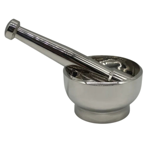 Moderno juego de mortero y pilón de acero inoxidable con tapa de silicona, molinillo manual de especias y triturador de pastillas para uso en la cocina, al mejor precio. - Product Image 3