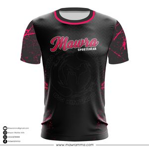 Mawra <b>Men</b> <b>Black</b> Pink Sublimated Short Sleeve Sports Jersey Crew Neck Moisture Wicking Regular Fit Adult Sportswear Soccer Jersey - Product Image 5