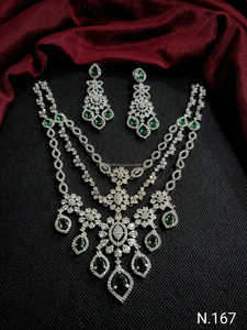 Ensemble de bijoux de mariée en diamant américain classique Collier et boucles d'oreilles en deux pièces pour mariage Style classique à la mode - Product Image 3