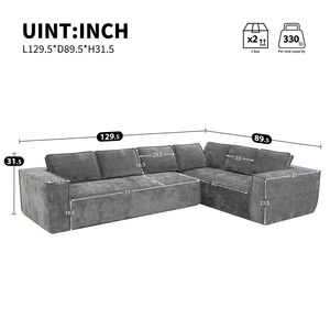 Divano Sezionale Modulare Minimalista da 328 cm con Video-Enhancement, 6 Posti, in Ciniglia Antipiega, Set 2 Pezzi per Soggiorno - Product Image 2