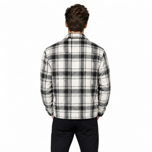 OEM Custom Men Flannel Jacket Full <b>Zip</b> Winter Outerwear Zipper Plaid Jackets Men Turn Down Collar Checkered Jackets - Product Image 3