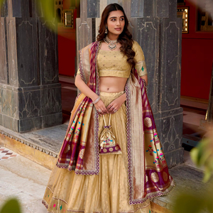 Lehenga Choli en soie Paithani le plus vendu avec un design traditionnel, robe pakistanaise pour les mariages et les fêtes - Product Image 1