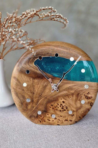 Luxury Handmade Epoxy Resin Wood <b>Wall</b> <b>Clock</b> <b>Modern</b> River Design Natural Wooden Artistic Home Decor Silent Non-Ticking Custom - Product Image 2